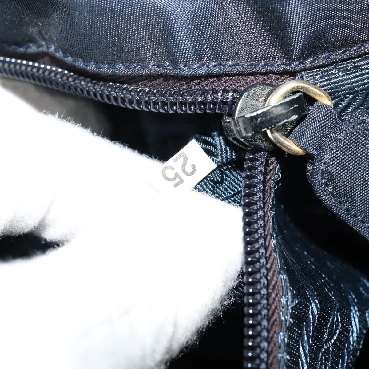 PRADA Tote Bag Nylon Navy Gold Auth MX480