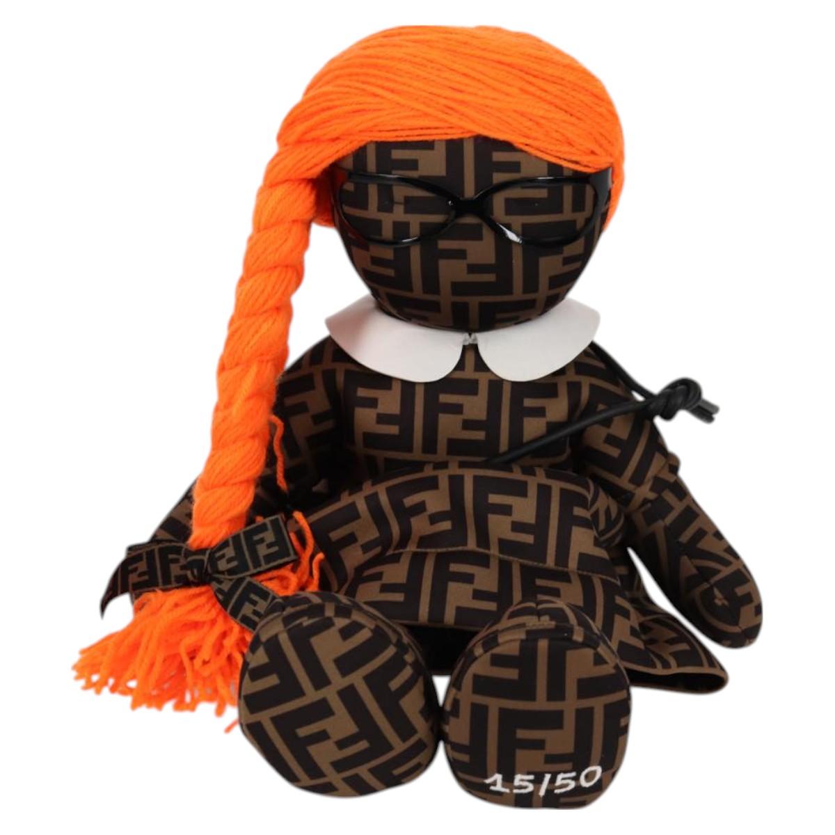 FENDI Zucca Canvas Stuffed 15/50 Black Brown Auth MX505M