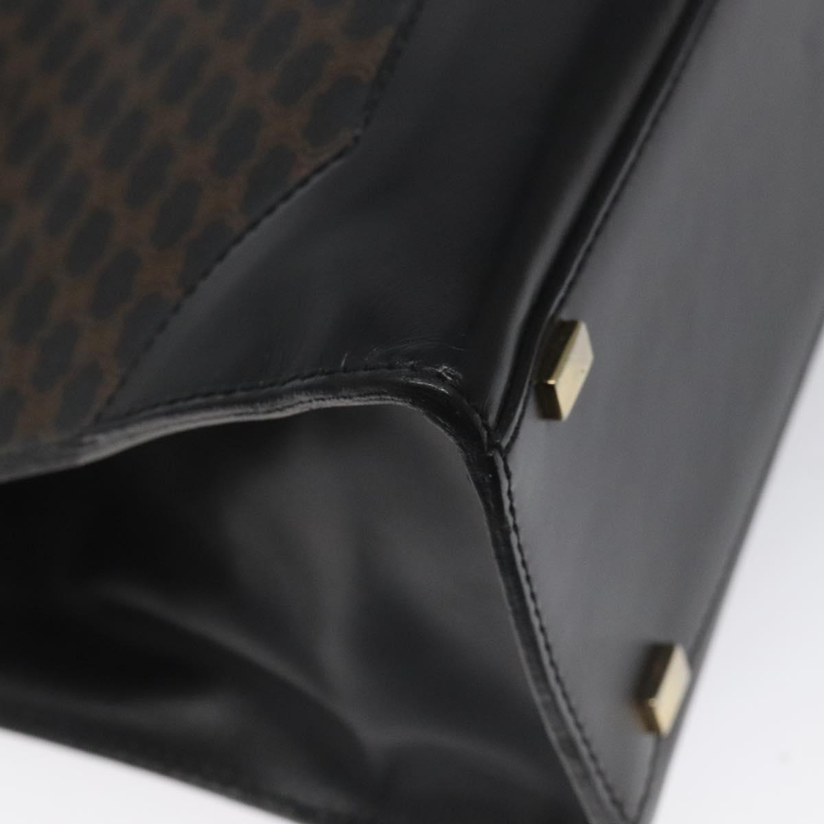 CELINE Macadam Canvas Shoulder Bag PVC Leather Black Gold Auth MY004