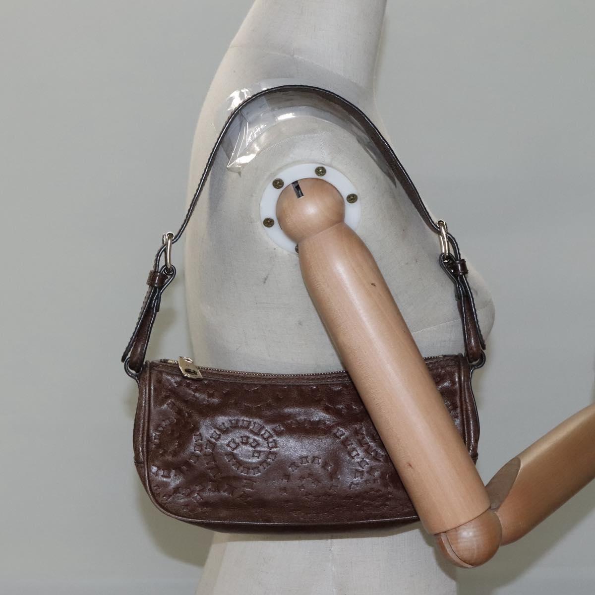 CELINE Shoulder Bag Leather Brown Auth MY023