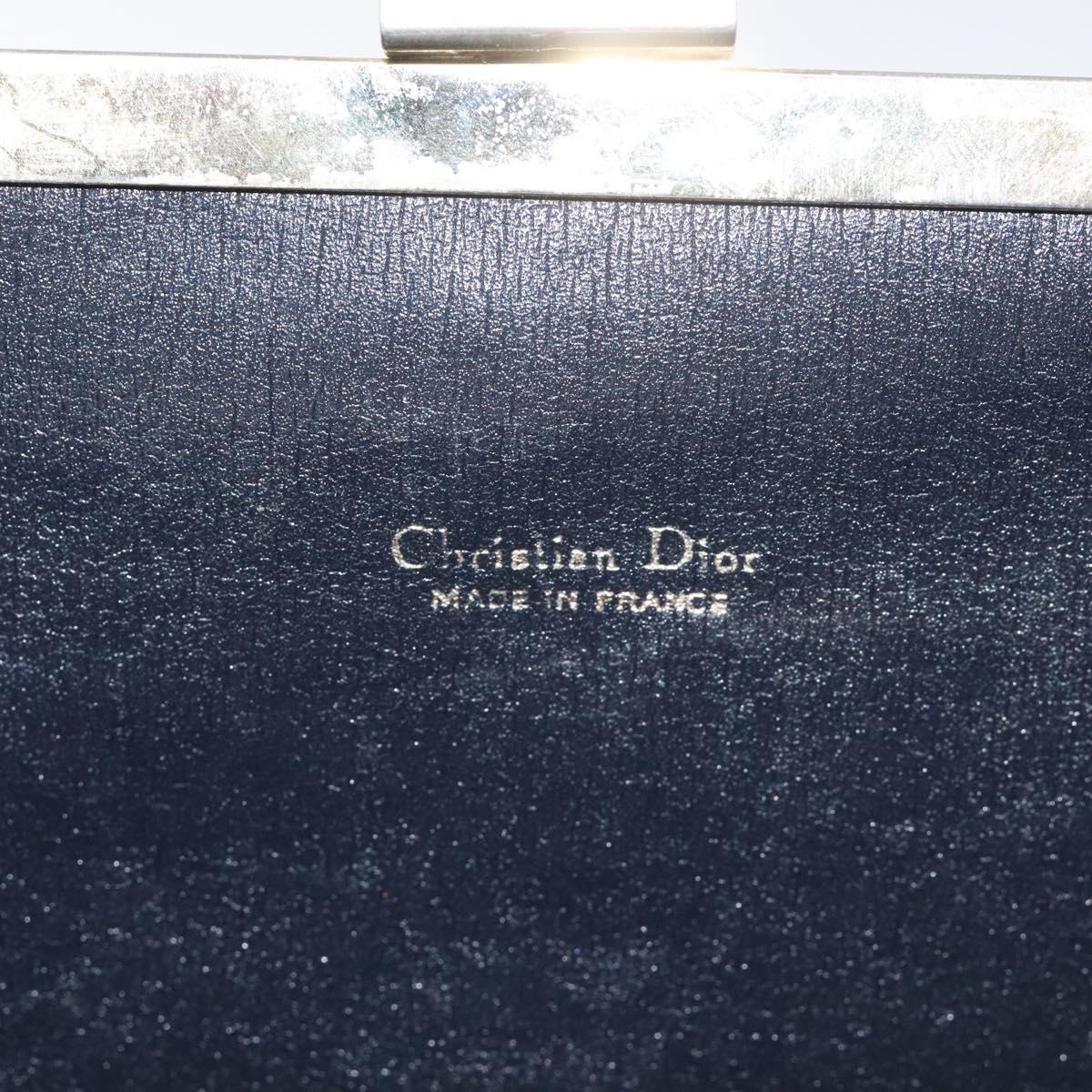 Christian Dior Trotter Canvas Clutch Bag Navy Gold Auth MY031