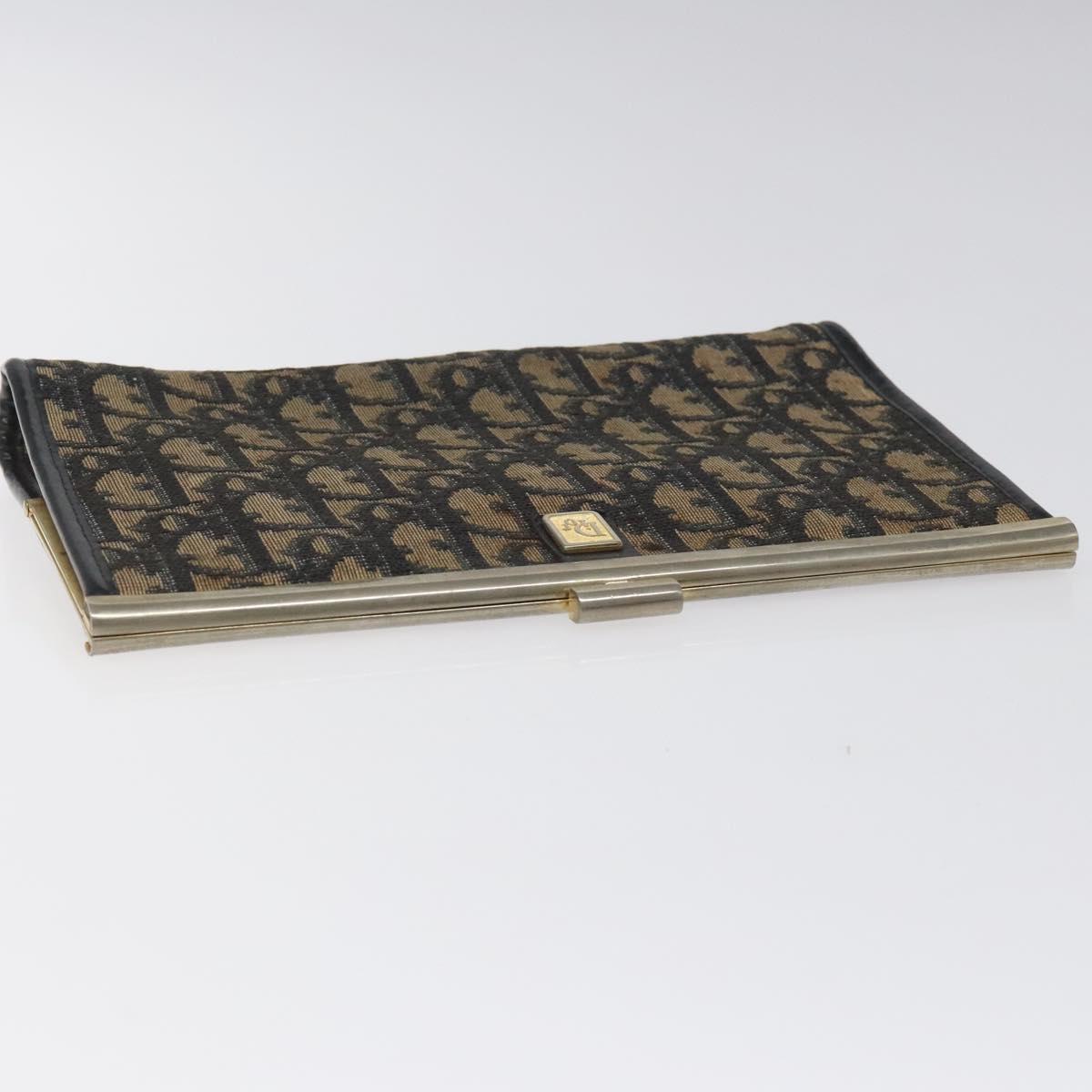 Christian Dior Trotter Canvas Clutch Bag Navy Gold Auth MY031