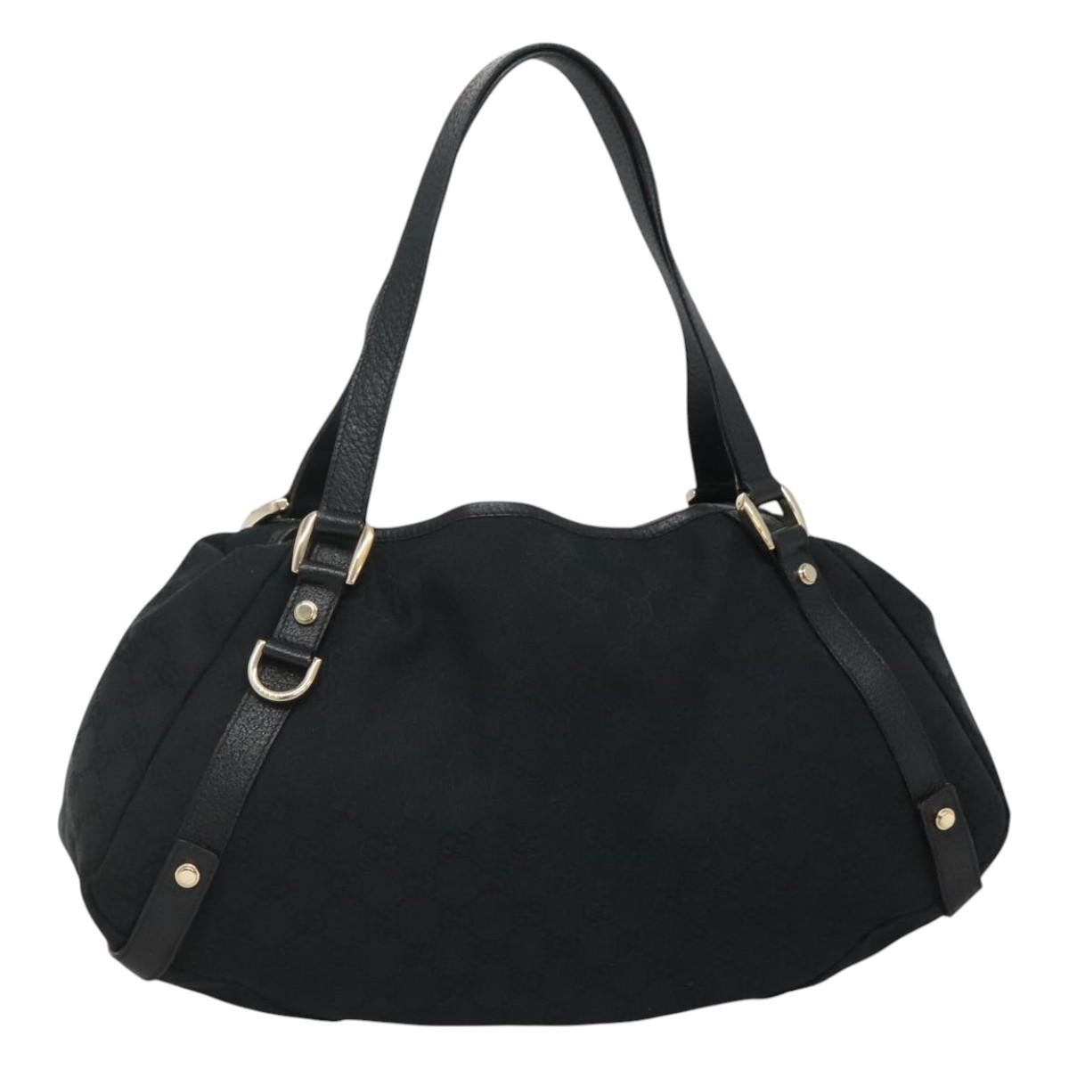 GUCCI GG Canvas Abbey Tote Bag Black Gold 130736 Auth MY039