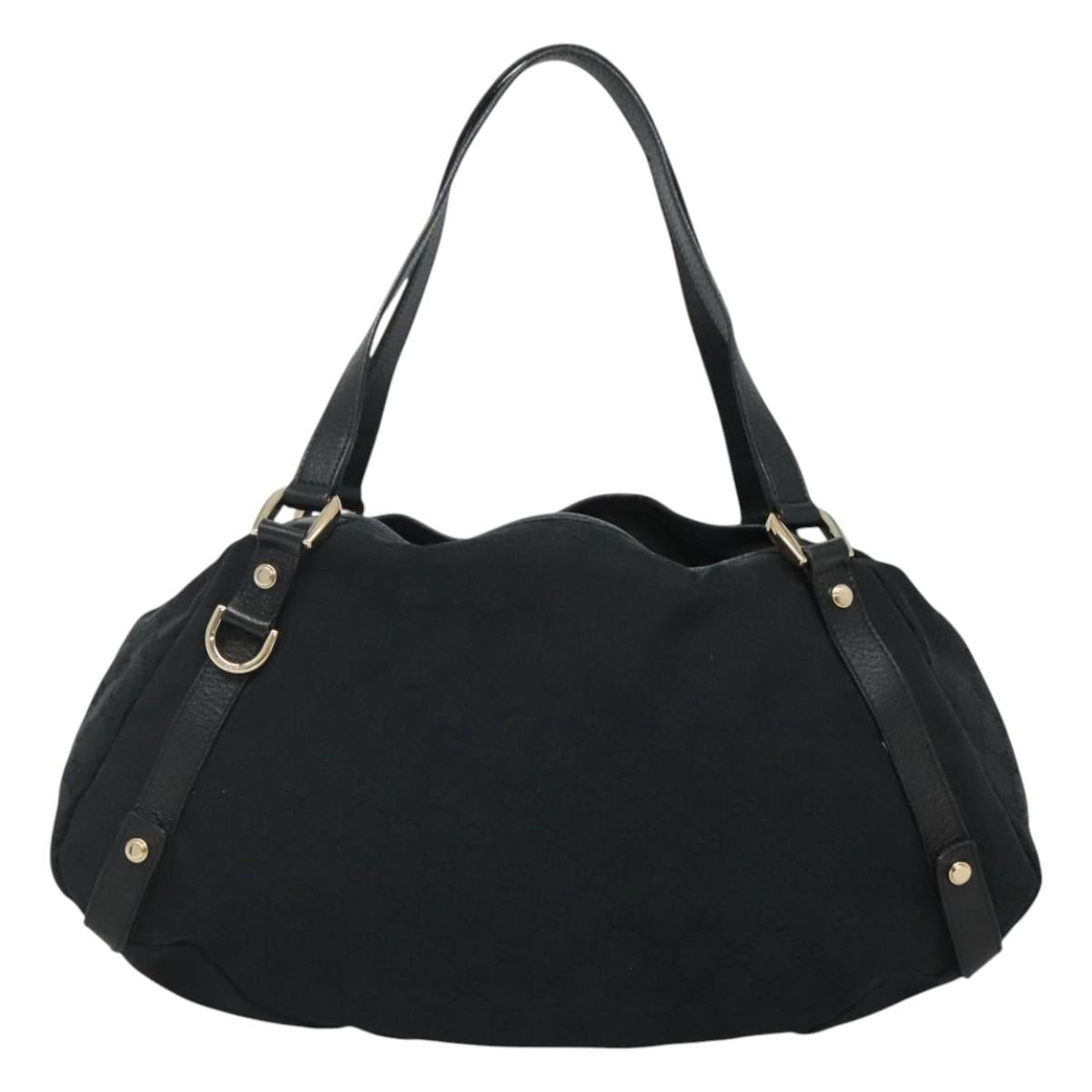 GUCCI GG Canvas Abbey Tote Bag Black Gold 130736 Auth MY039