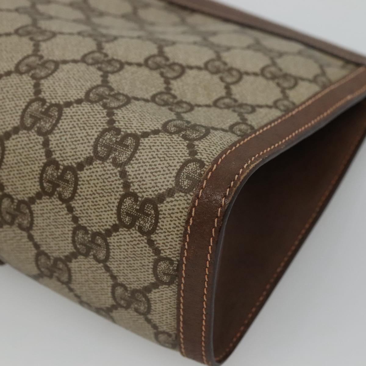 GUCCI GG Supreme Web Sherry Line Clutch Bag PVC Beige Red 156 01 033 Auth MY044