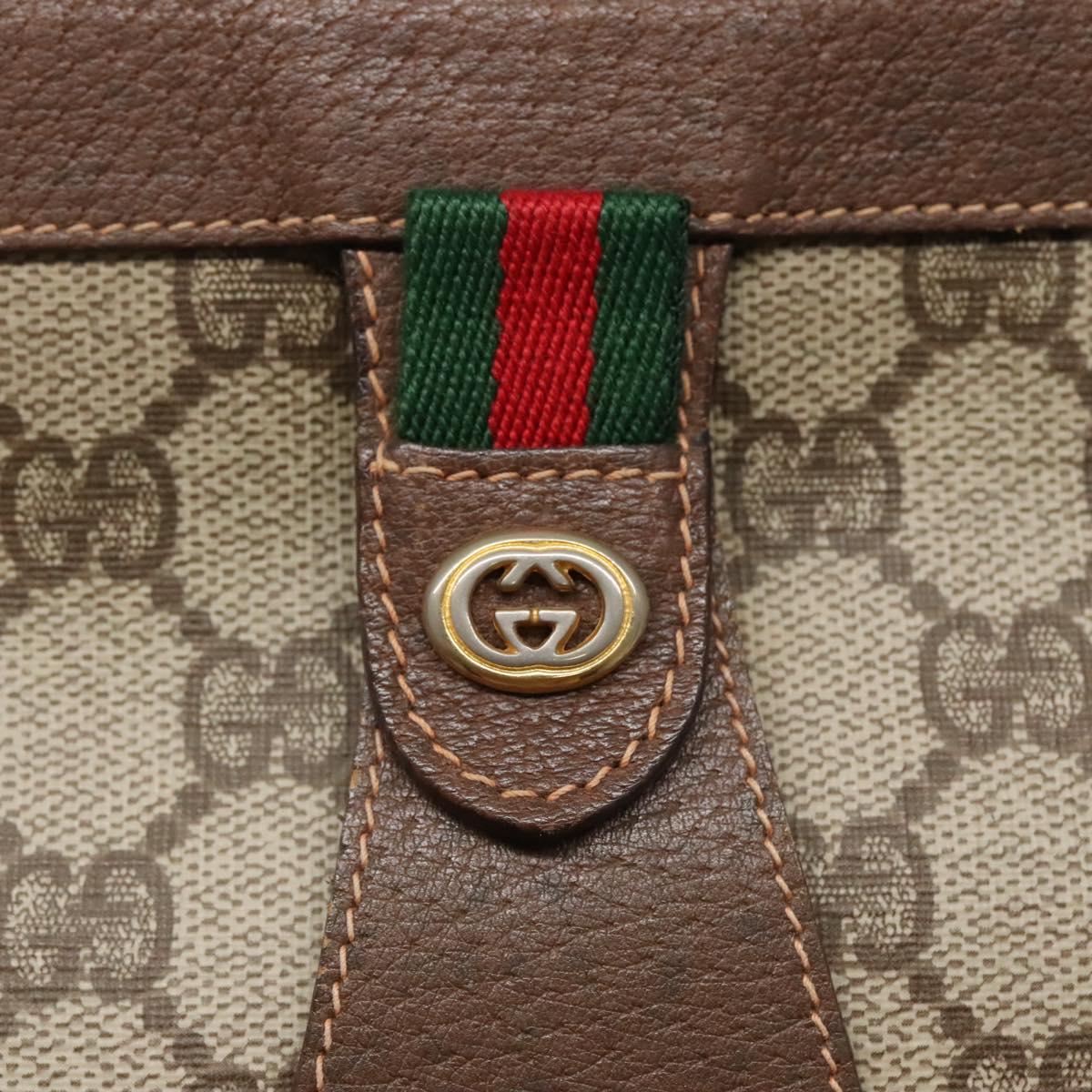 GUCCI GG Supreme Web Sherry Line Clutch Bag PVC Beige Red 156 01 033 Auth MY044