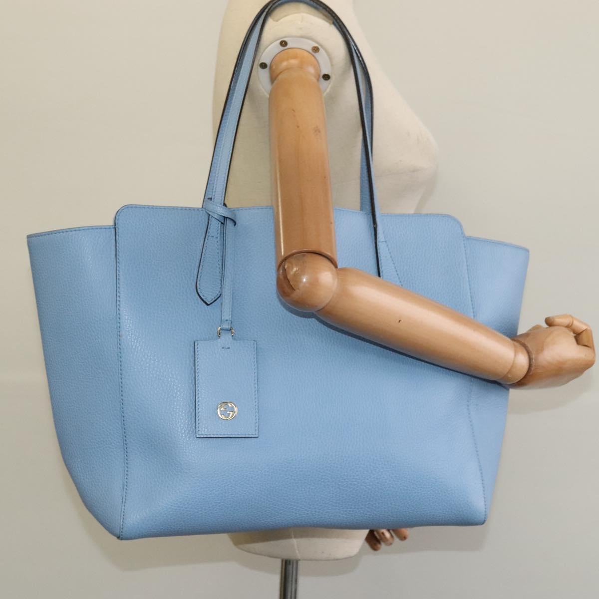 GUCCI Tote Bag Leather Blue Gold 354397 Auth MY051V