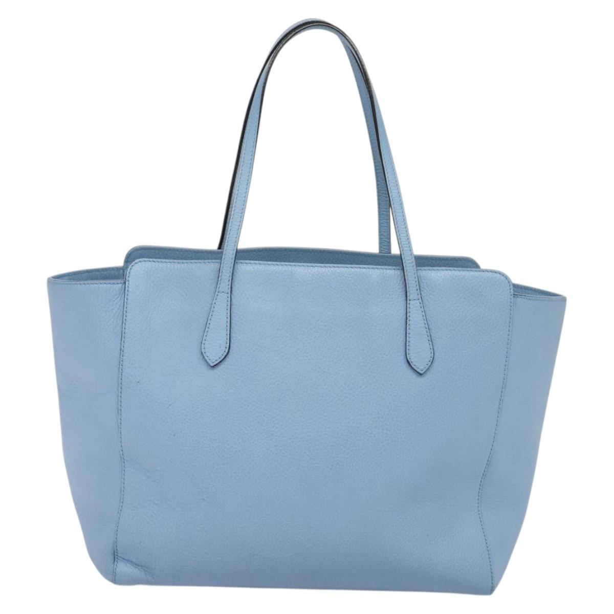 GUCCI Tote Bag Leather Blue Gold 354397 Auth MY051V