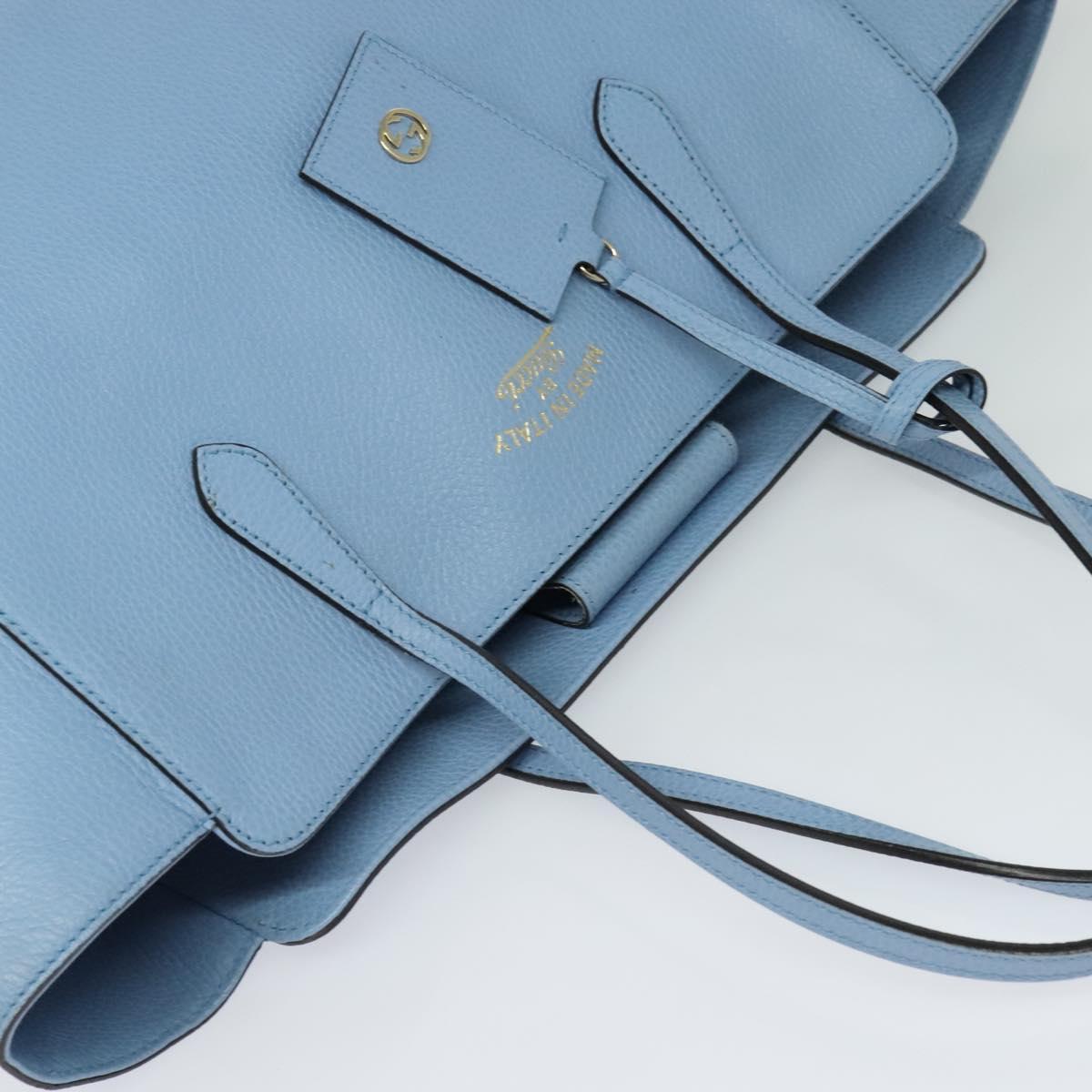 GUCCI Tote Bag Leather Blue Gold 354397 Auth MY051V