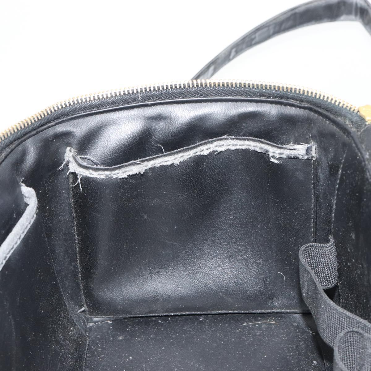 CHANEL Vanity Hand Bag Patent leather 2way Black Gold CC Auth MY059
