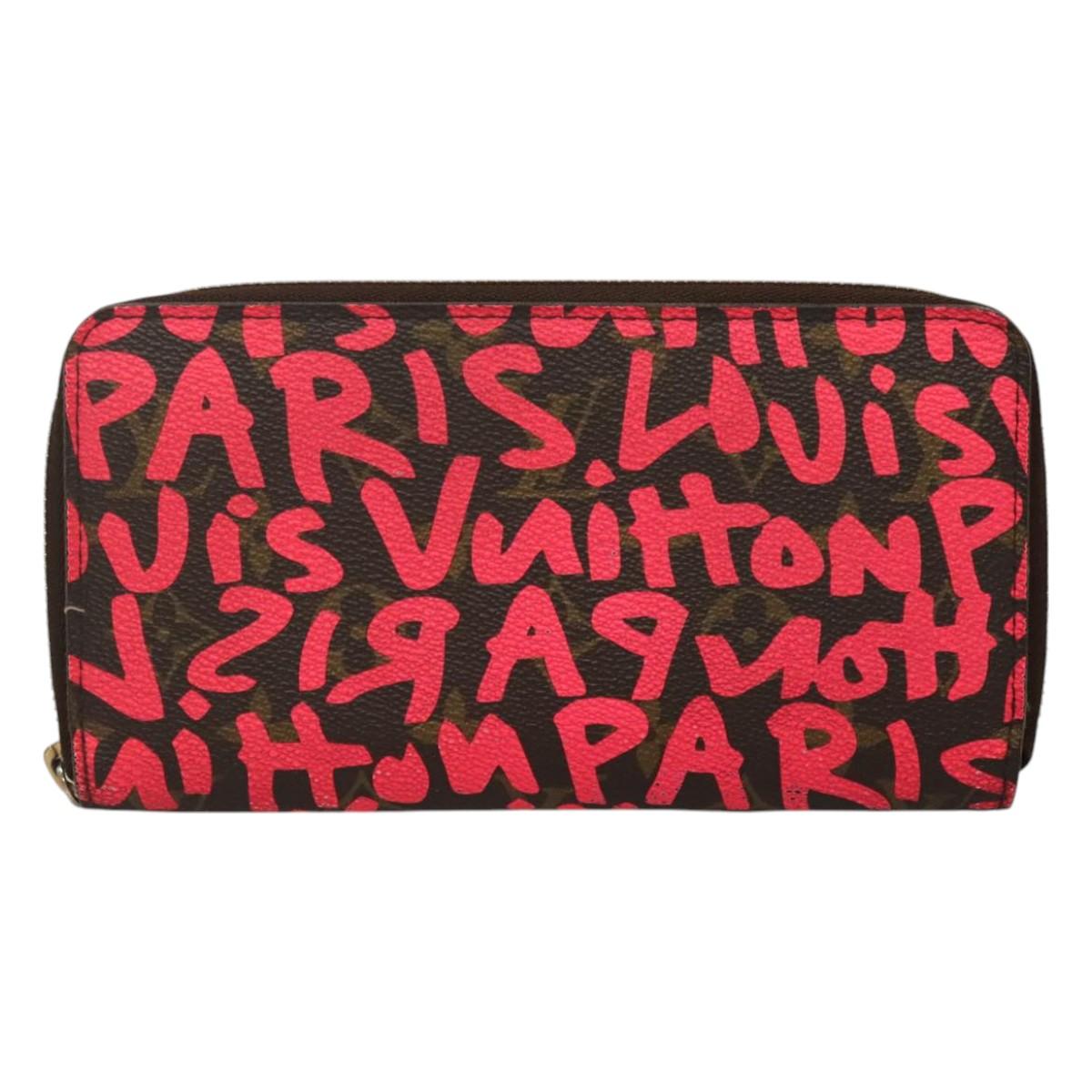 LOUIS VUITTON Monogram Graffiti Zippy Wallet Pink M93710 LV Auth MY064V