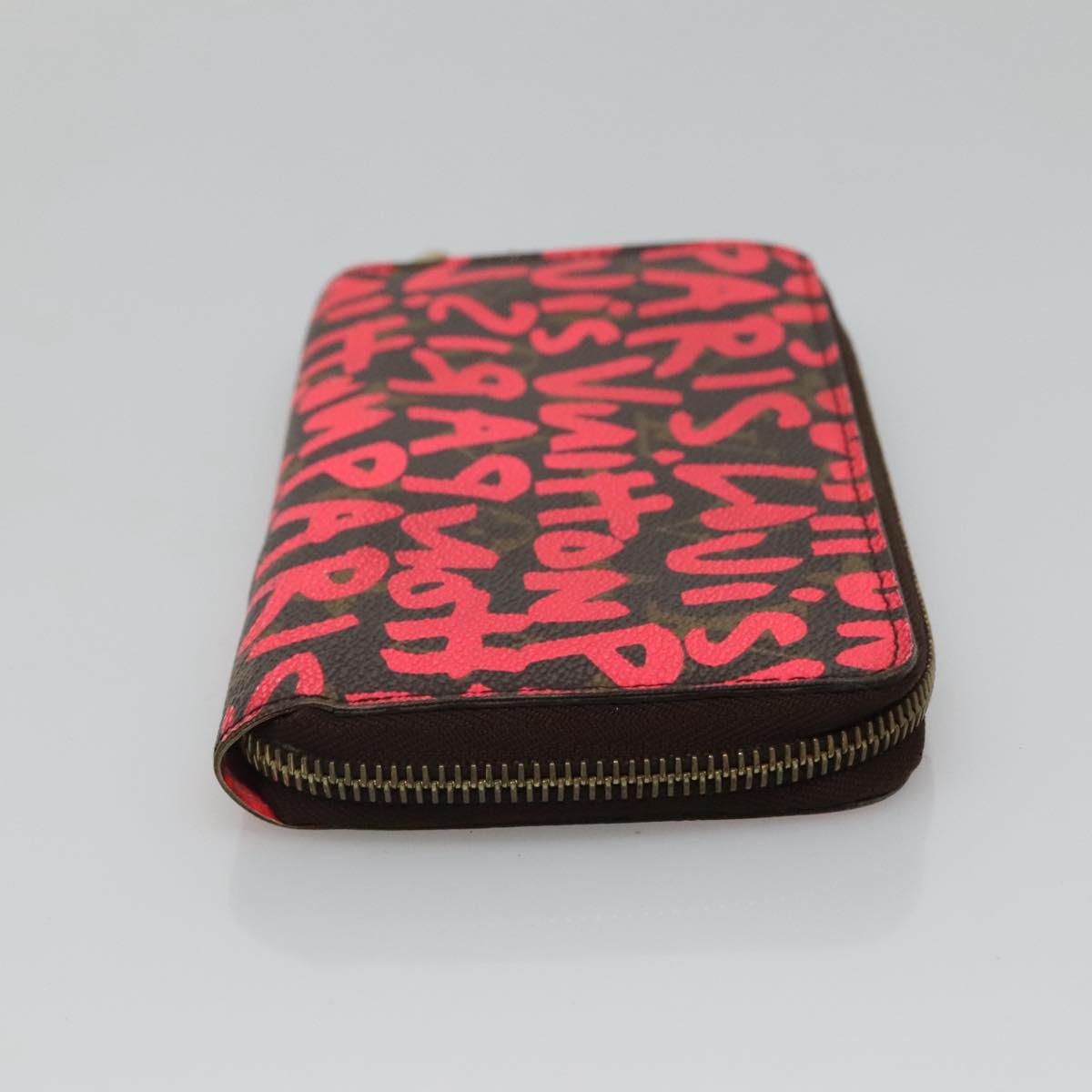 LOUIS VUITTON Monogram Graffiti Zippy Wallet Pink M93710 LV Auth MY064V