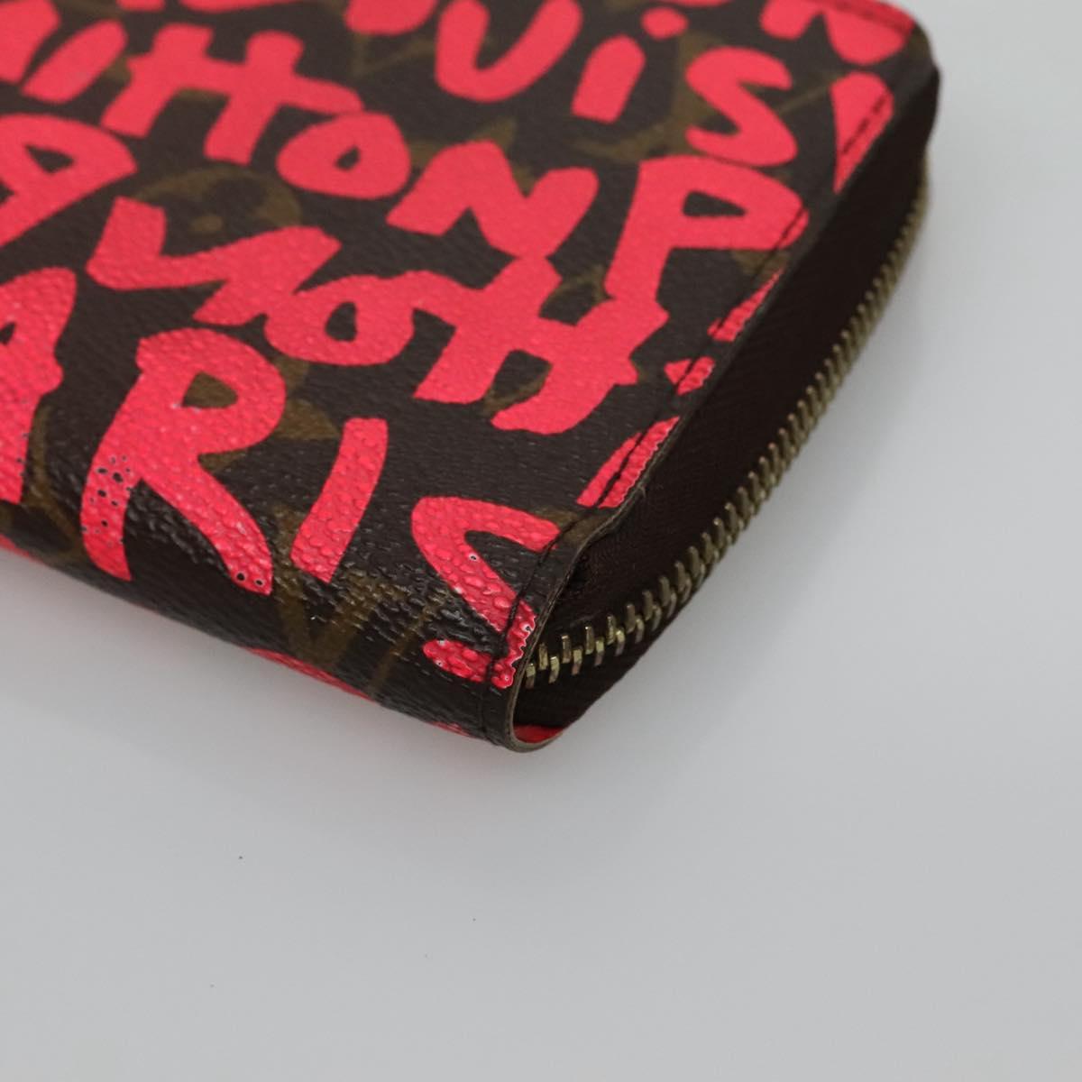 LOUIS VUITTON Monogram Graffiti Zippy Wallet Pink M93710 LV Auth MY064V