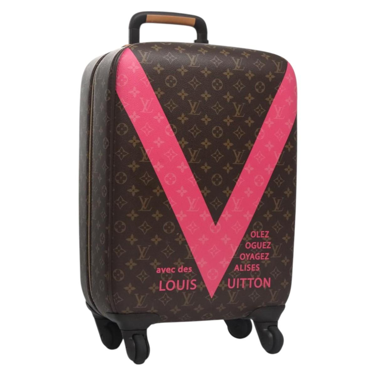 LOUIS VUITTON Monogram V Line Zephyr 55 suitcase Pink LV Auth MY086