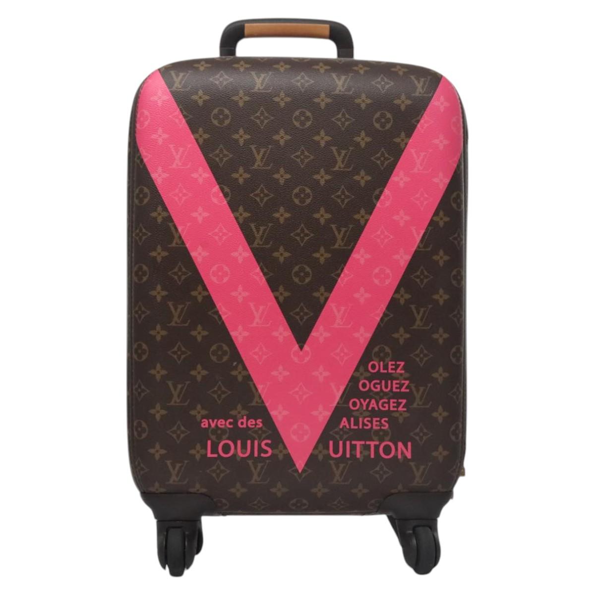 LOUIS VUITTON Monogram V Line Zephyr 55 suitcase Pink LV Auth MY086