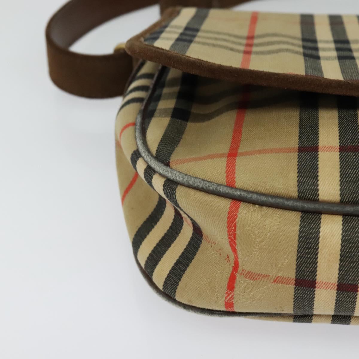 Burberrys Nova Check Shoulder Bag Canvas Beige Brown Auth MY105