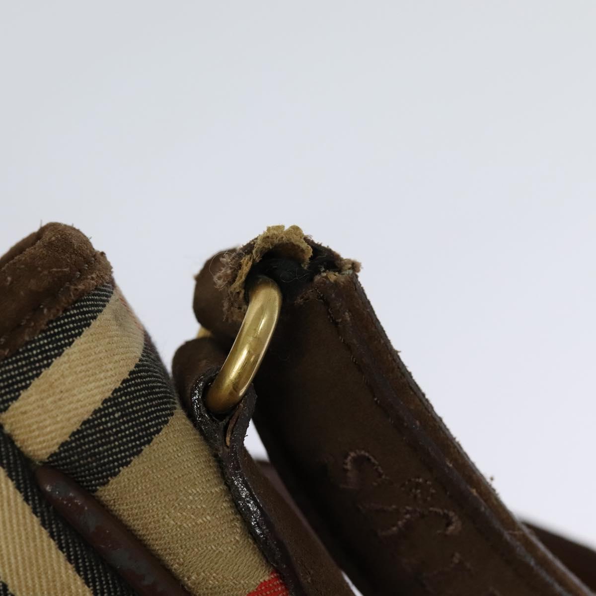 Burberrys Nova Check Shoulder Bag Canvas Beige Brown Auth MY105