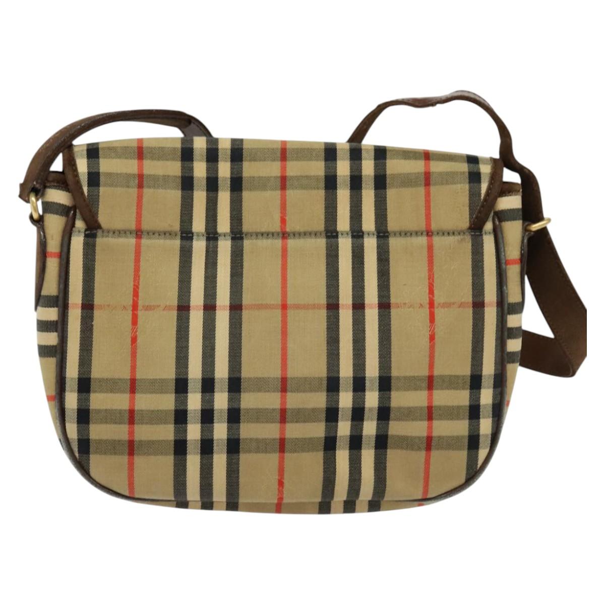 Burberrys Nova Check Shoulder Bag Canvas Beige Brown Auth MY105