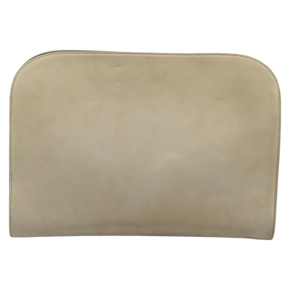 Salvatore Ferragamo Gancini Chain Shoulder Bag Suede Beige Gold Auth MY113