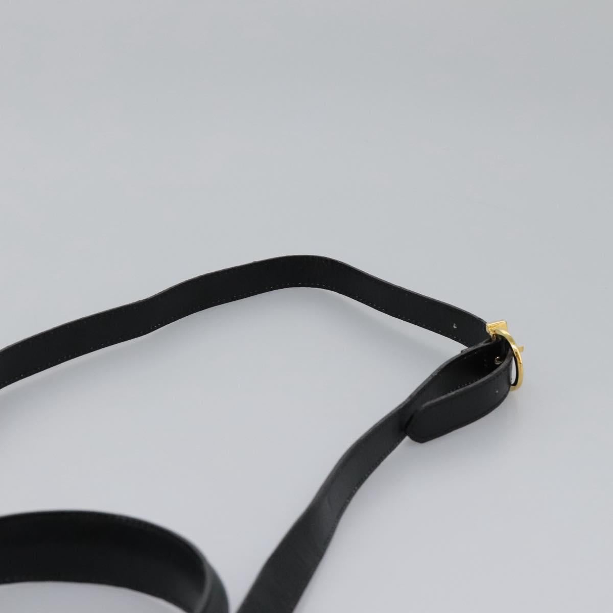 Salvatore Ferragamo Gancini Hand Bag Leather 2way Black Gold Auth MY114