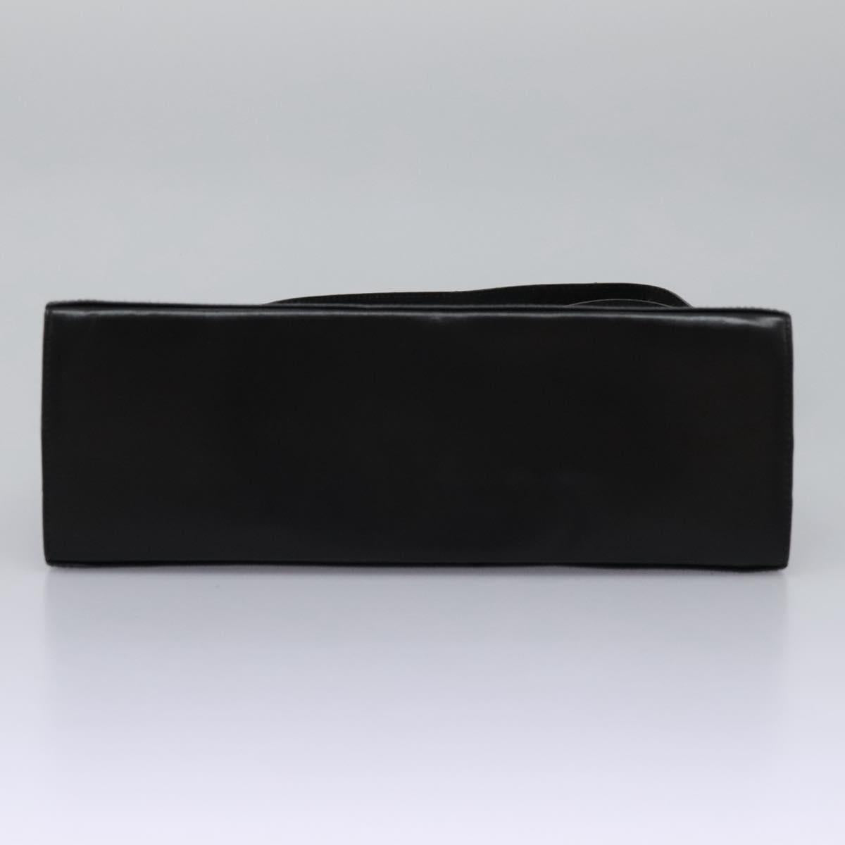 Salvatore Ferragamo Gancini Hand Bag Leather 2way Black Gold Auth MY114