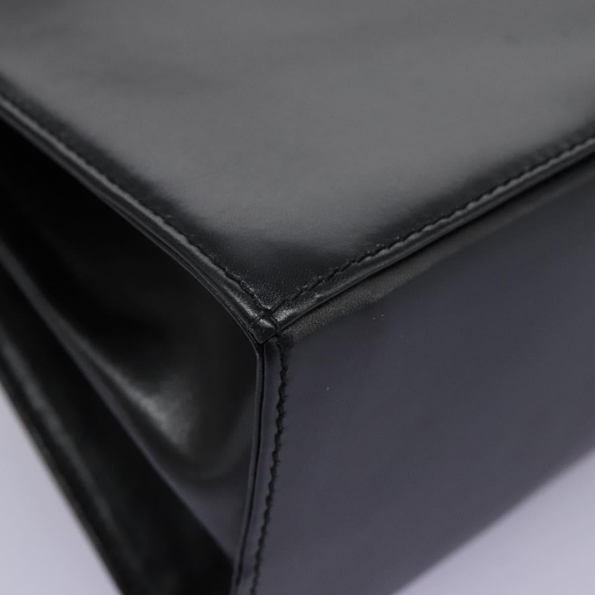 Salvatore Ferragamo Gancini Hand Bag Leather 2way Black Gold Auth MY114