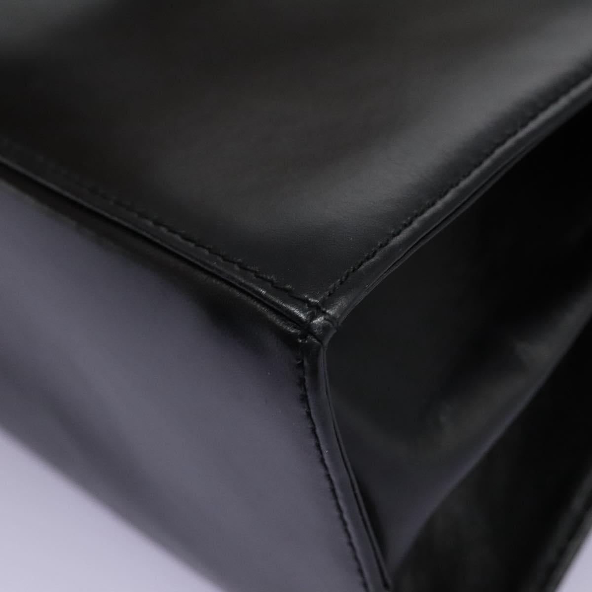 Salvatore Ferragamo Gancini Hand Bag Leather 2way Black Gold Auth MY114