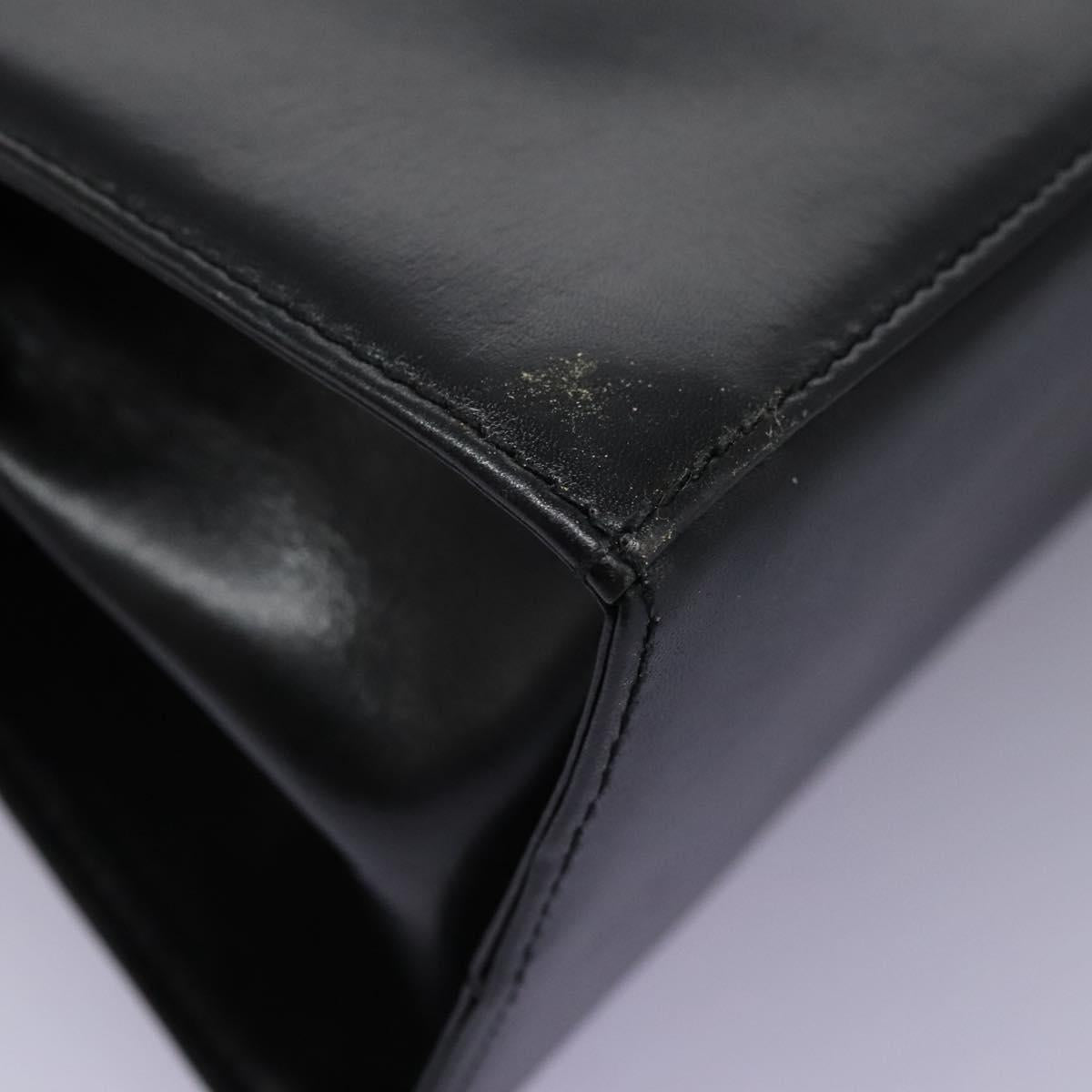 Salvatore Ferragamo Gancini Hand Bag Leather 2way Black Gold Auth MY114