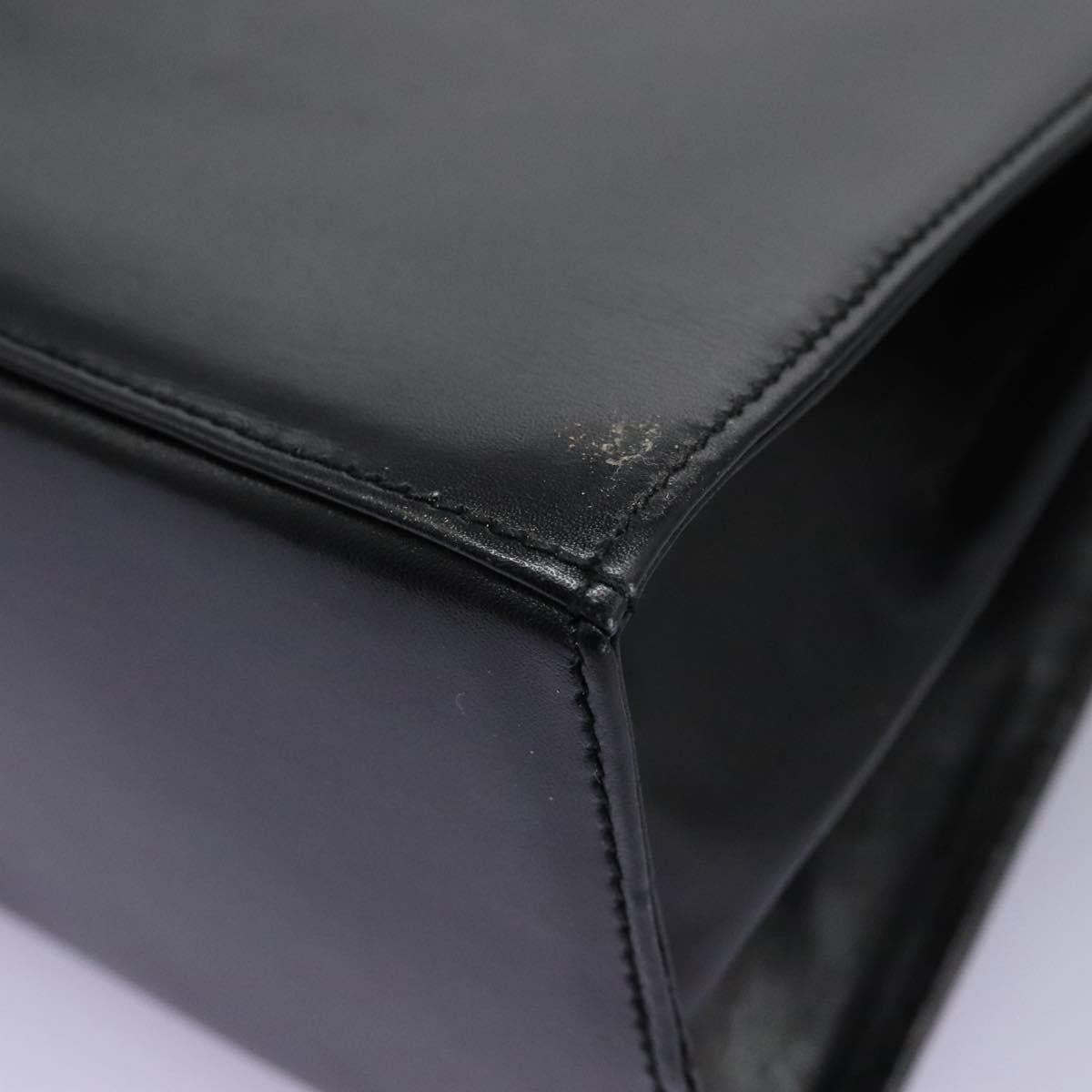 Salvatore Ferragamo Gancini Hand Bag Leather 2way Black Gold Auth MY114