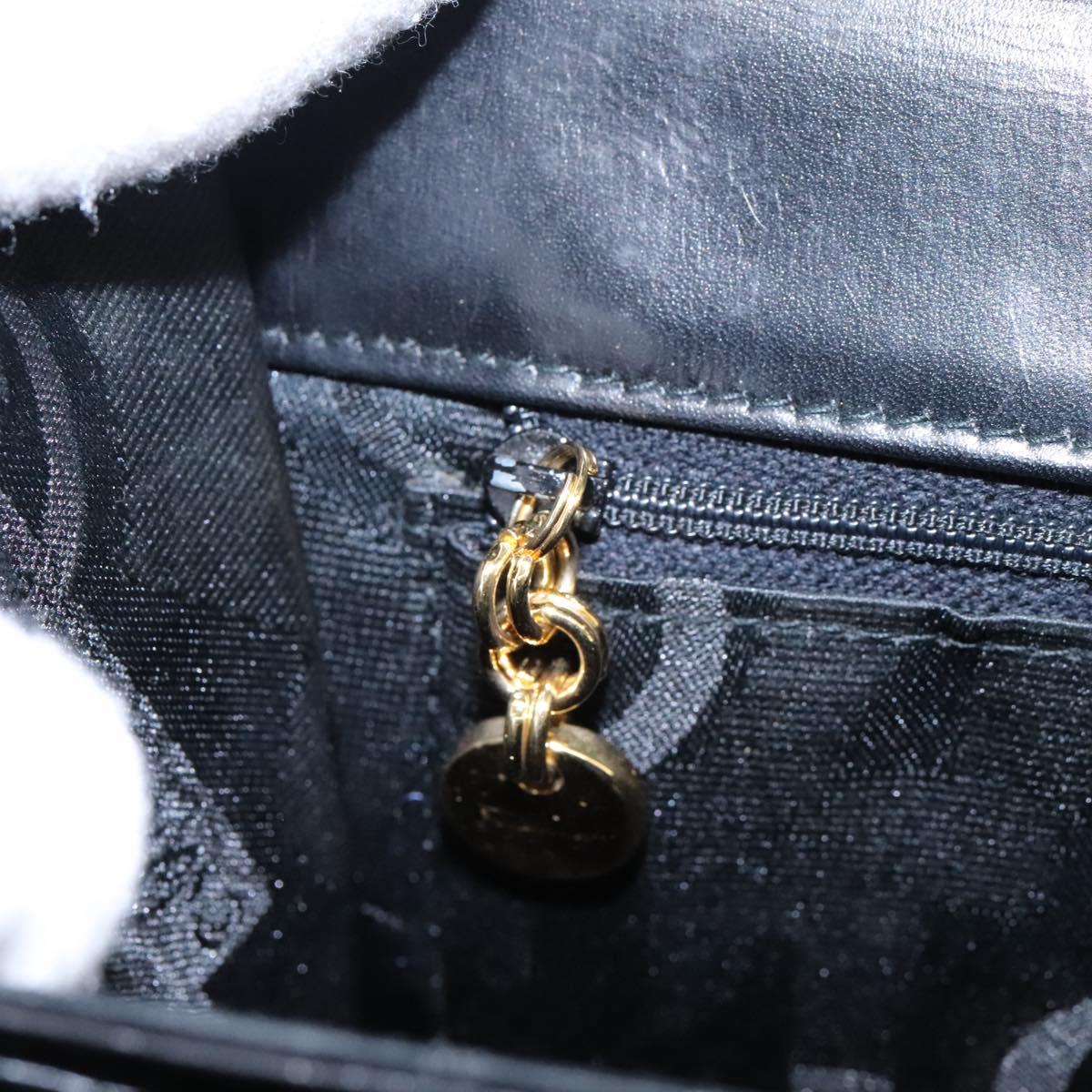 Salvatore Ferragamo Gancini Hand Bag Leather 2way Black Gold Auth MY114