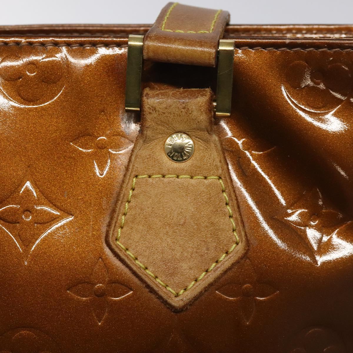 LOUIS VUITTON Monogram Vernis Houston Hand Bag Bronze M91122 LV Auth MY122