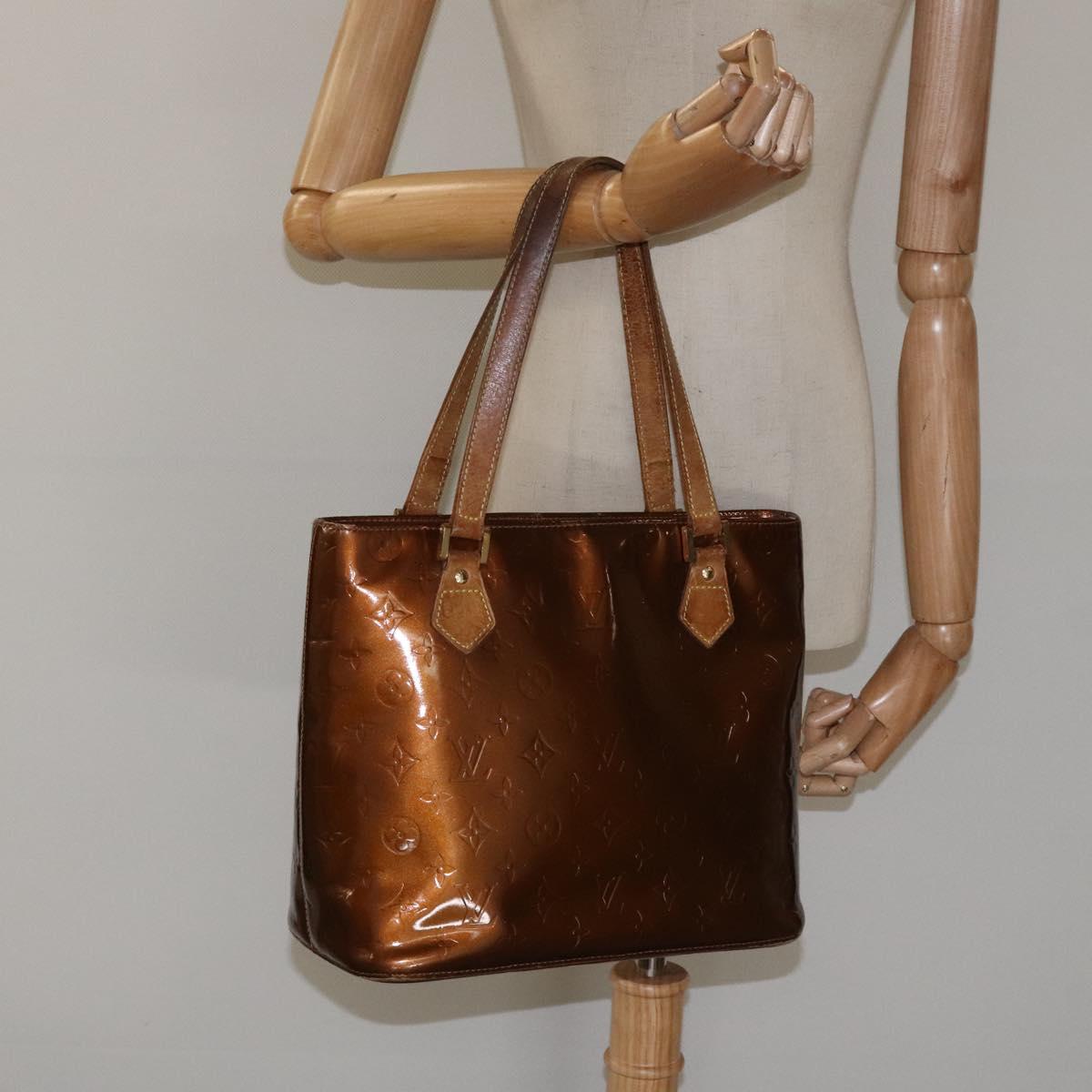 LOUIS VUITTON Monogram Vernis Houston Hand Bag Bronze M91122 LV Auth MY122
