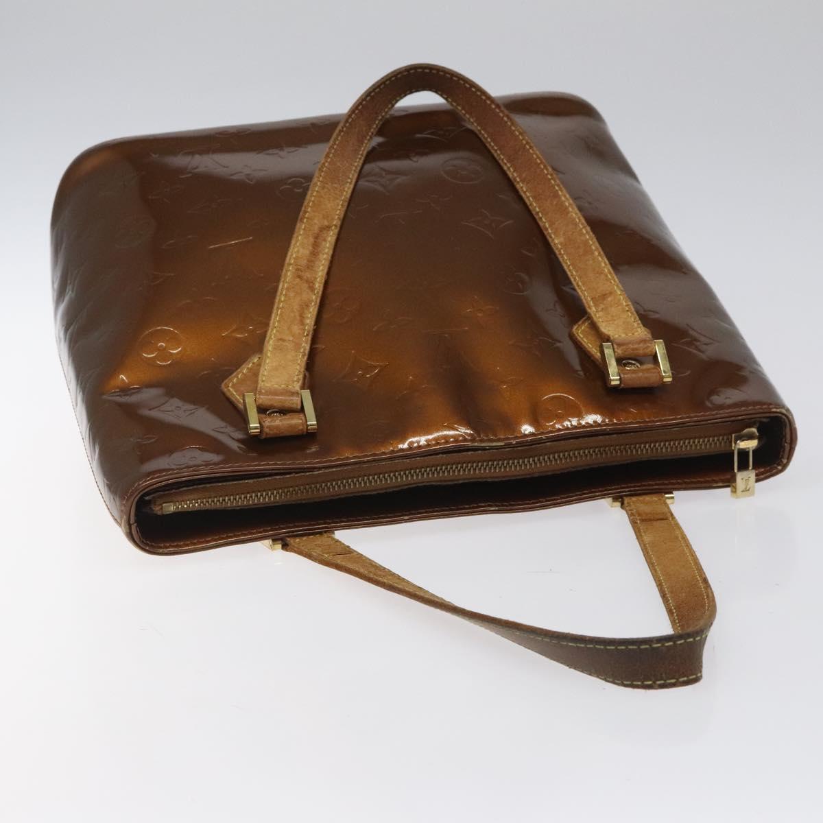 LOUIS VUITTON Monogram Vernis Houston Hand Bag Bronze M91122 LV Auth MY122