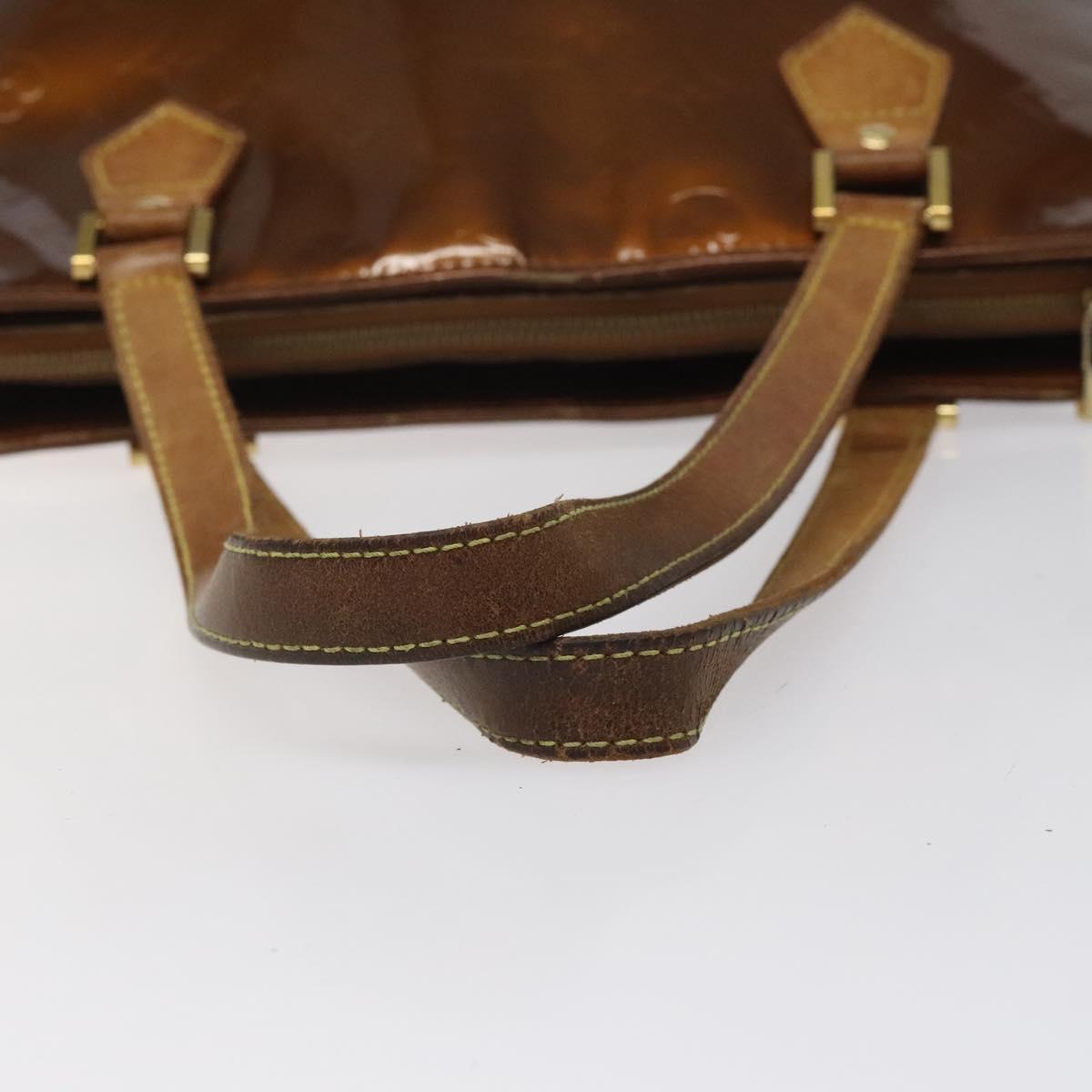 LOUIS VUITTON Monogram Vernis Houston Hand Bag Bronze M91122 LV Auth MY122