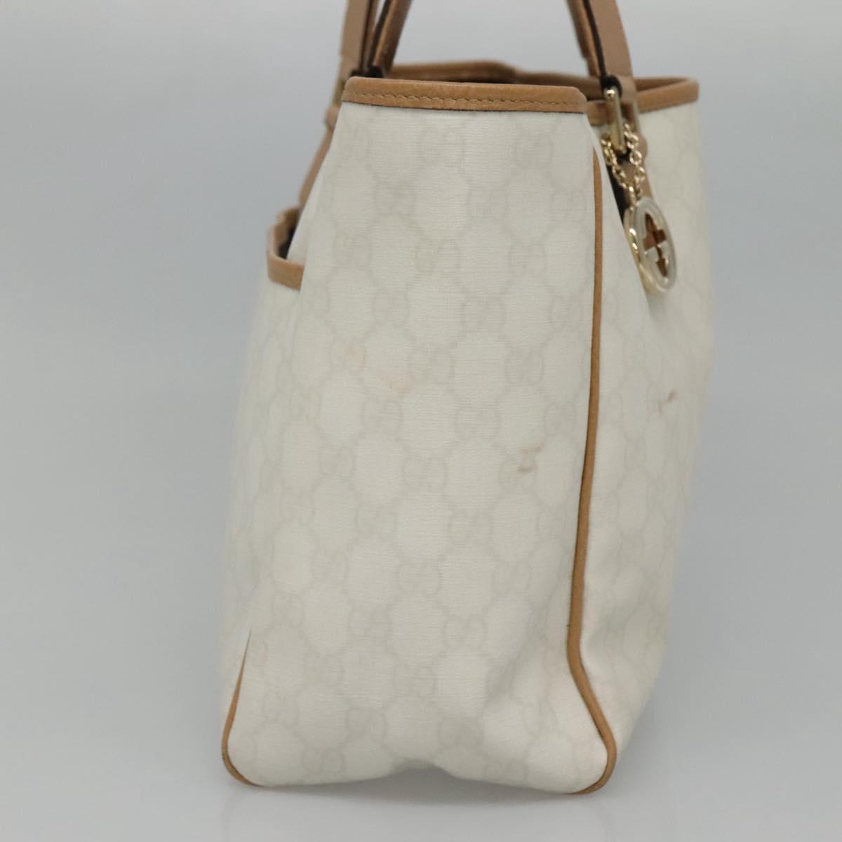 GUCCI GG Supreme Tote Bag PVC Outlet White Gold 264216 Auth MY141