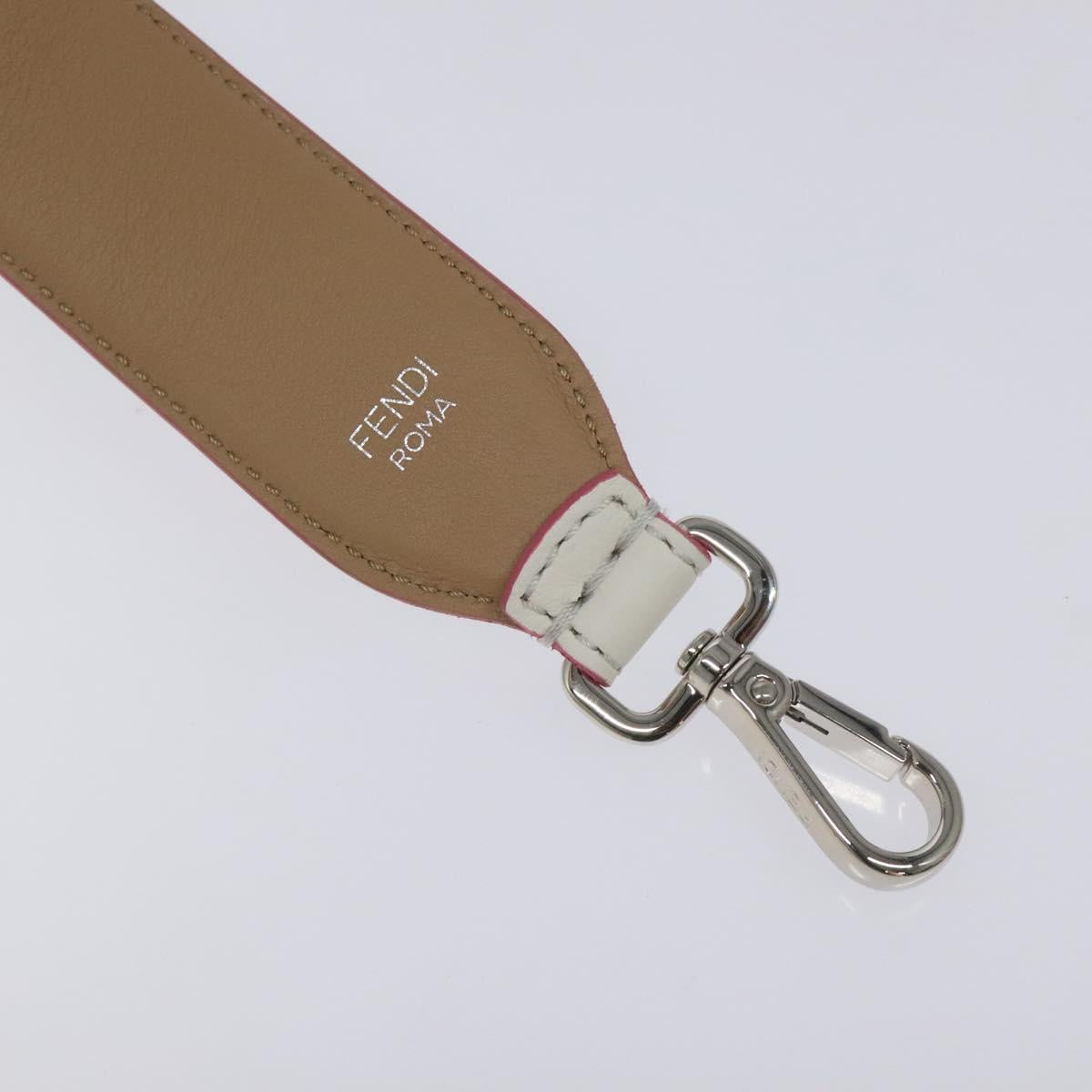 FENDI Shoulder Strap Leather White Multicolor Auth MY144V