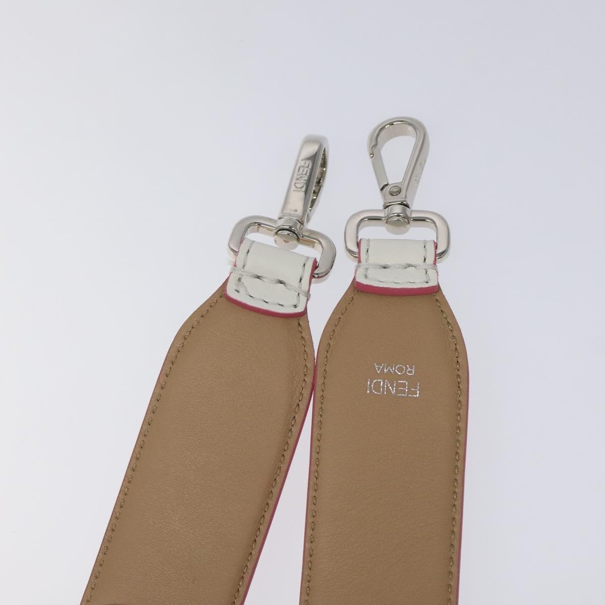 FENDI Shoulder Strap Leather White Multicolor Auth MY144V