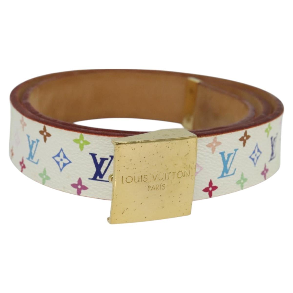LOUIS VUITTON Monogram Multicolor Ceinture Carre Belt White M9270U LV Auth MY153