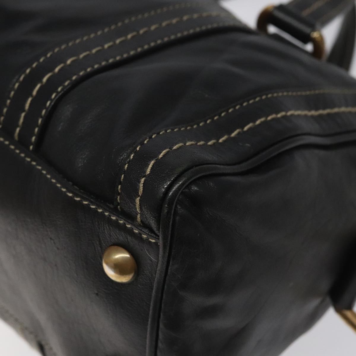 GUCCI Hand Bag Leather Black Gold 181487 Auth MY166