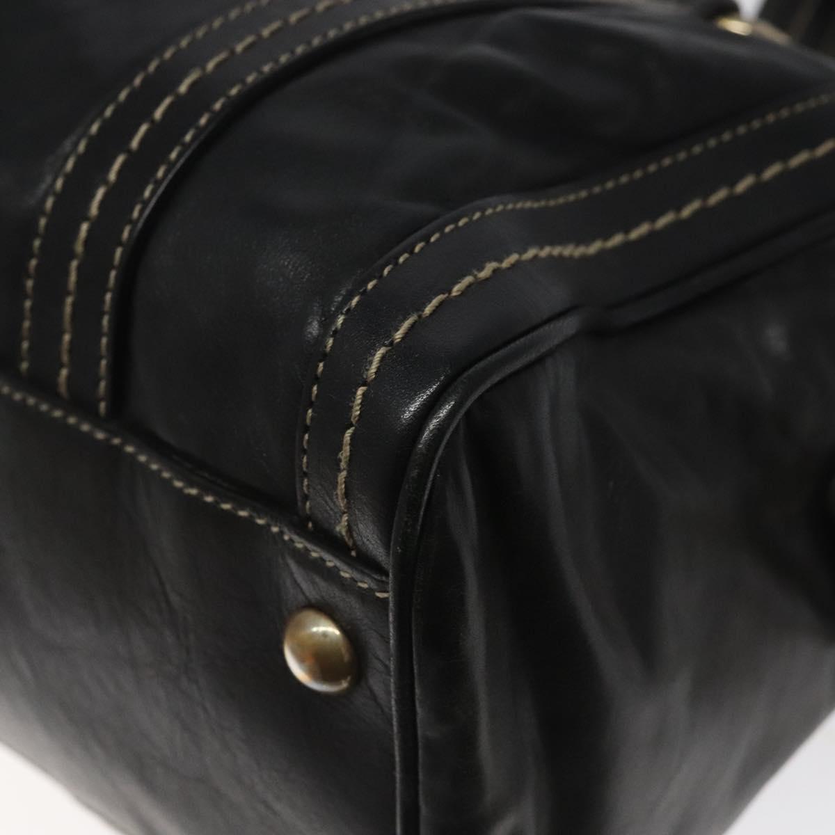 GUCCI Hand Bag Leather Black Gold 181487 Auth MY166