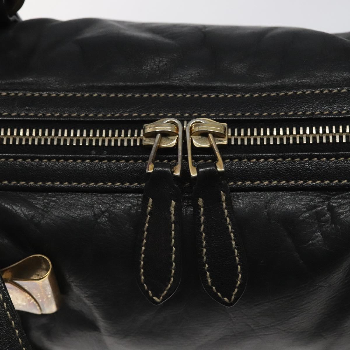 GUCCI Hand Bag Leather Black Gold 181487 Auth MY166