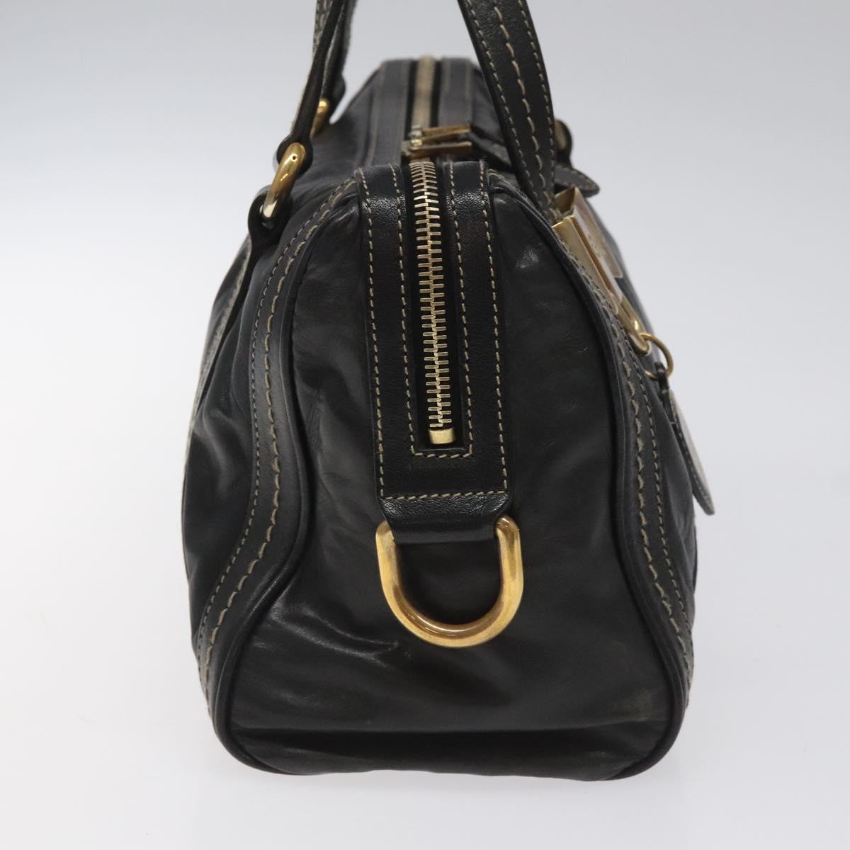 GUCCI Hand Bag Leather Black Gold 181487 Auth MY166