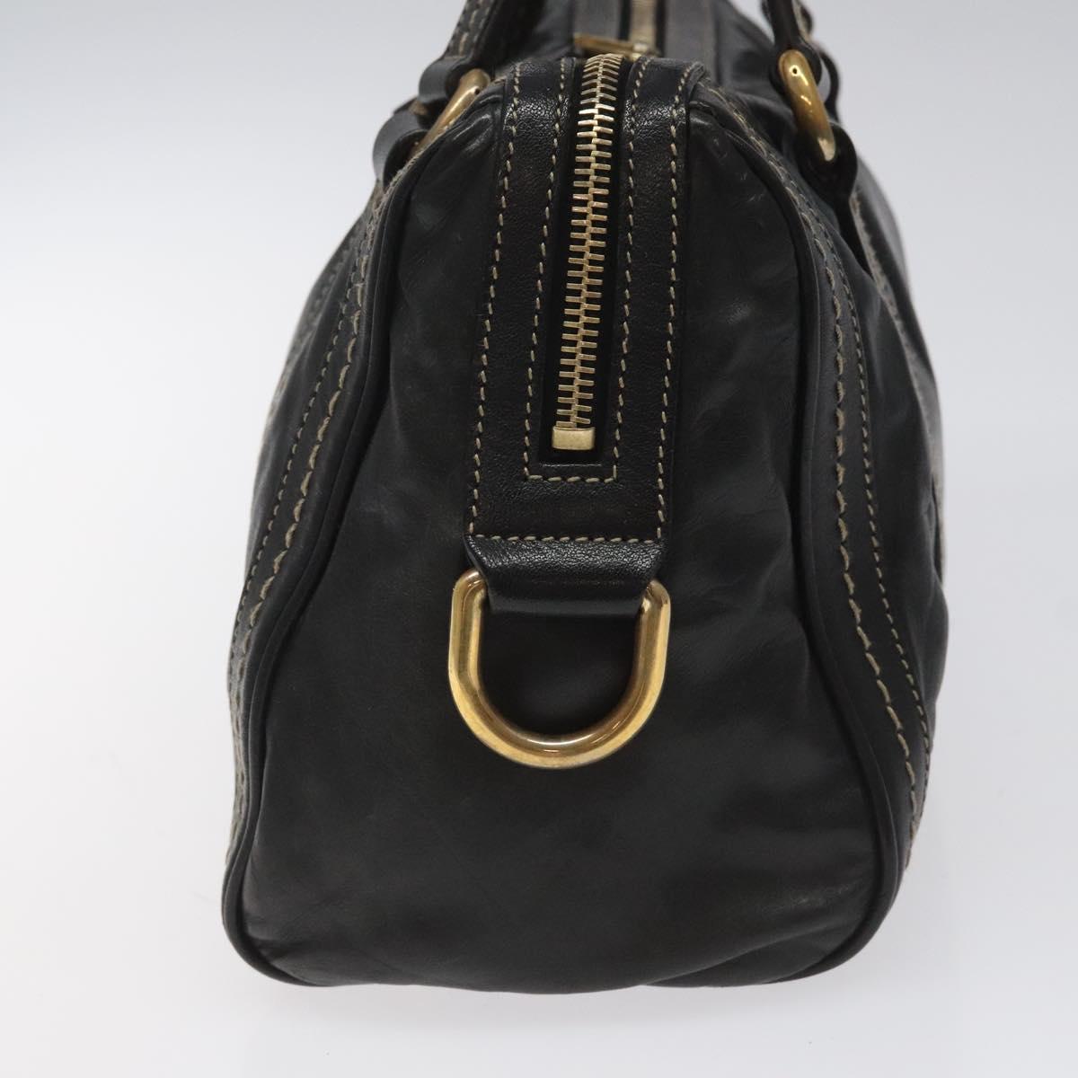 GUCCI Hand Bag Leather Black Gold 181487 Auth MY166