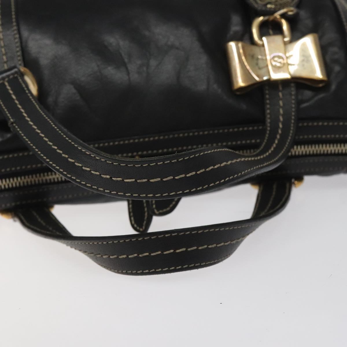 GUCCI Hand Bag Leather Black Gold 181487 Auth MY166