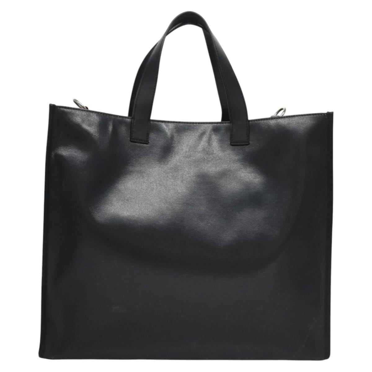 FENDI Tote Bag Coated Canvas 2way Black Silver Auth MY167V