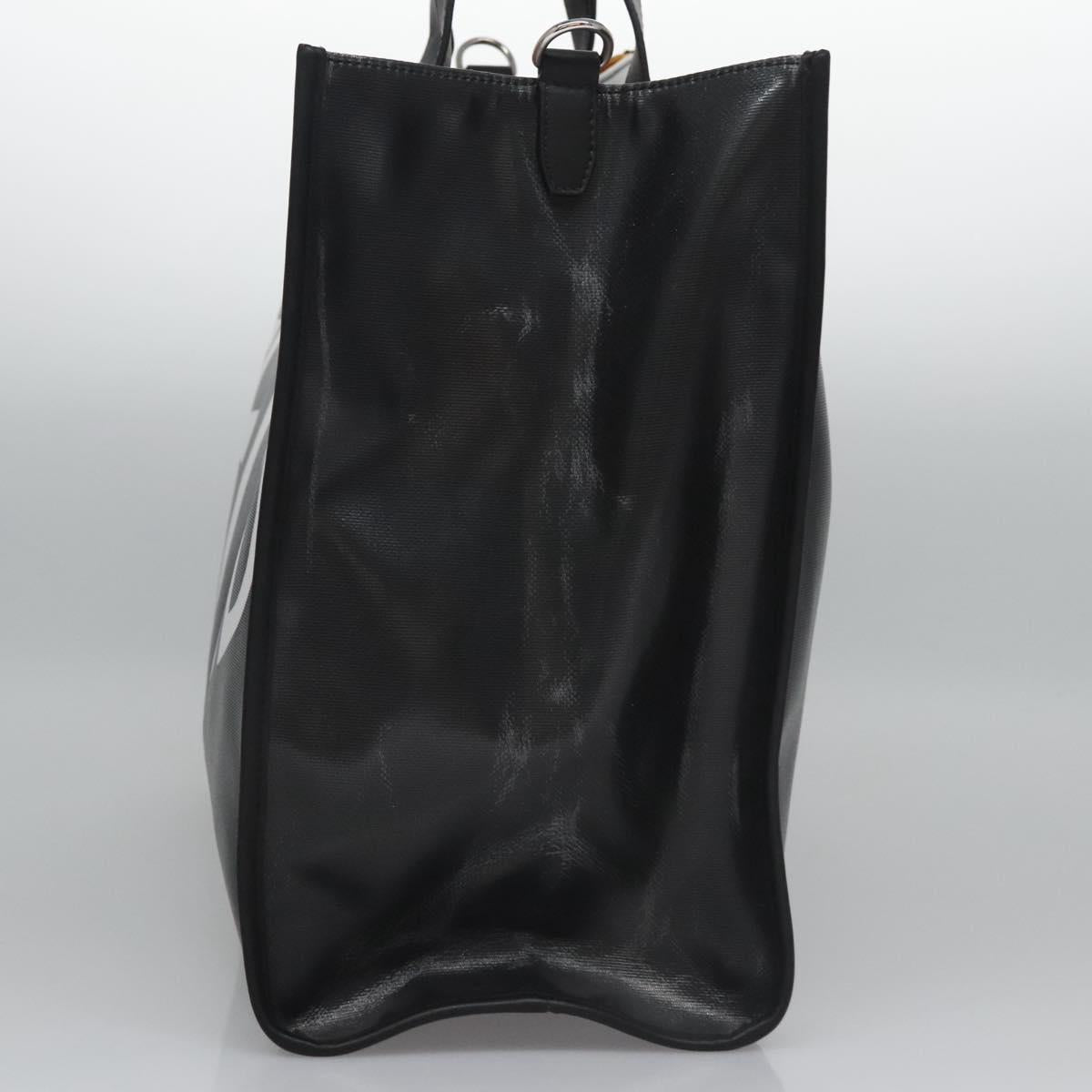FENDI Tote Bag Coated Canvas 2way Black Silver Auth MY167V