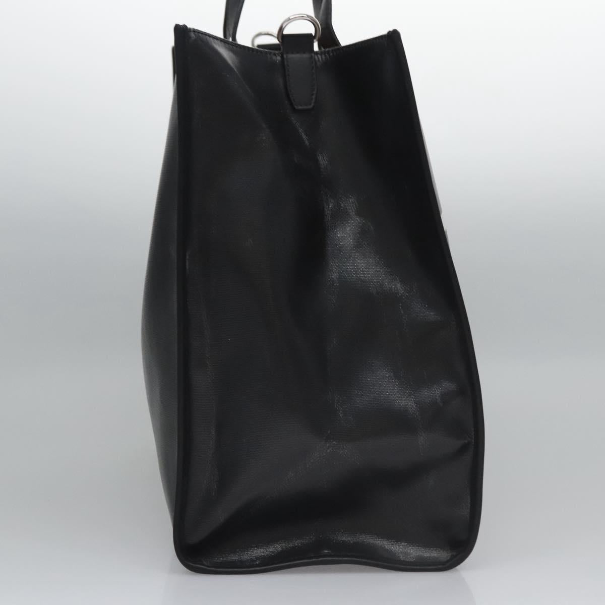 FENDI Tote Bag Coated Canvas 2way Black Silver Auth MY167V