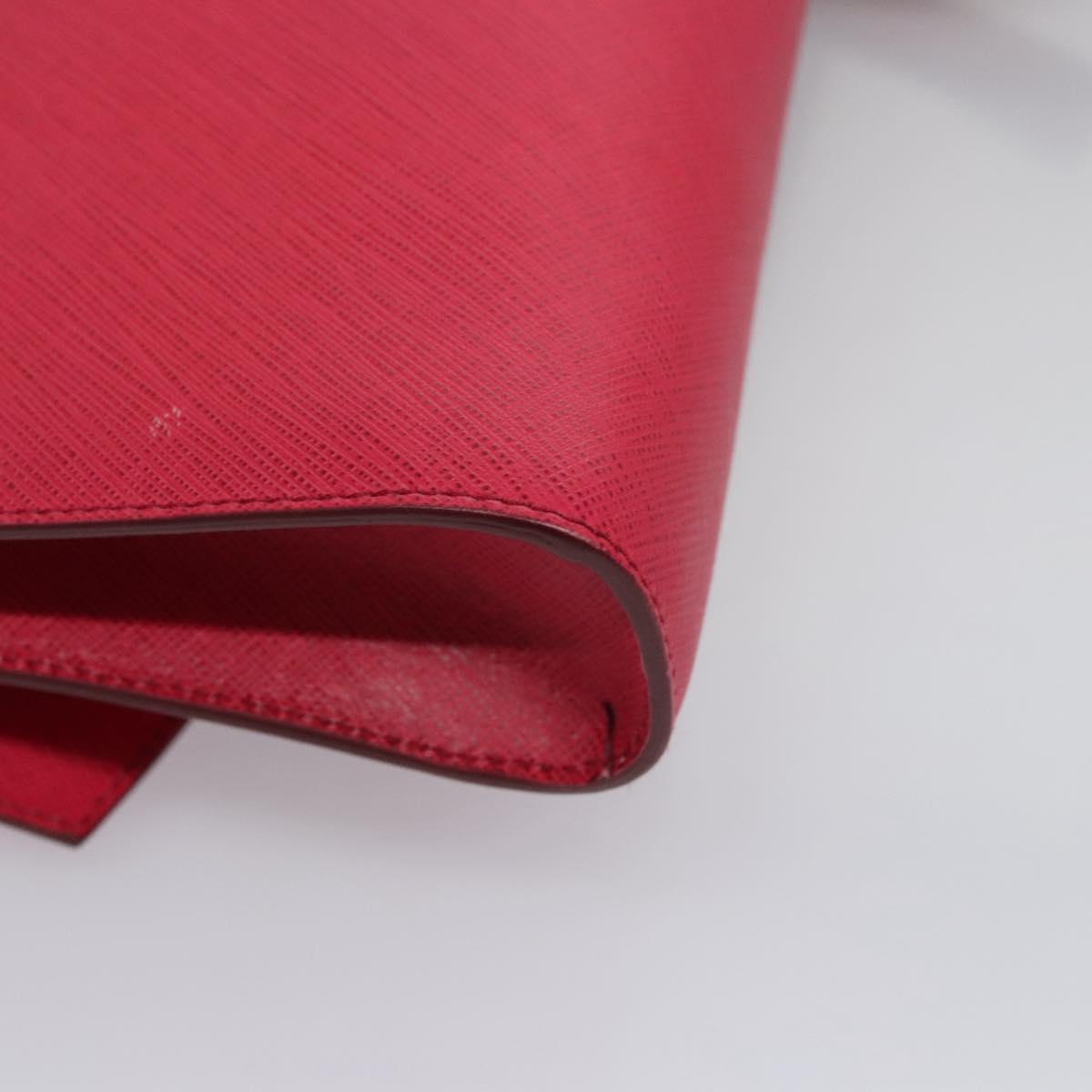 Salvatore Ferragamo Gancini Shoulder Bag Safiano leather Pink Silver Auth MY169V