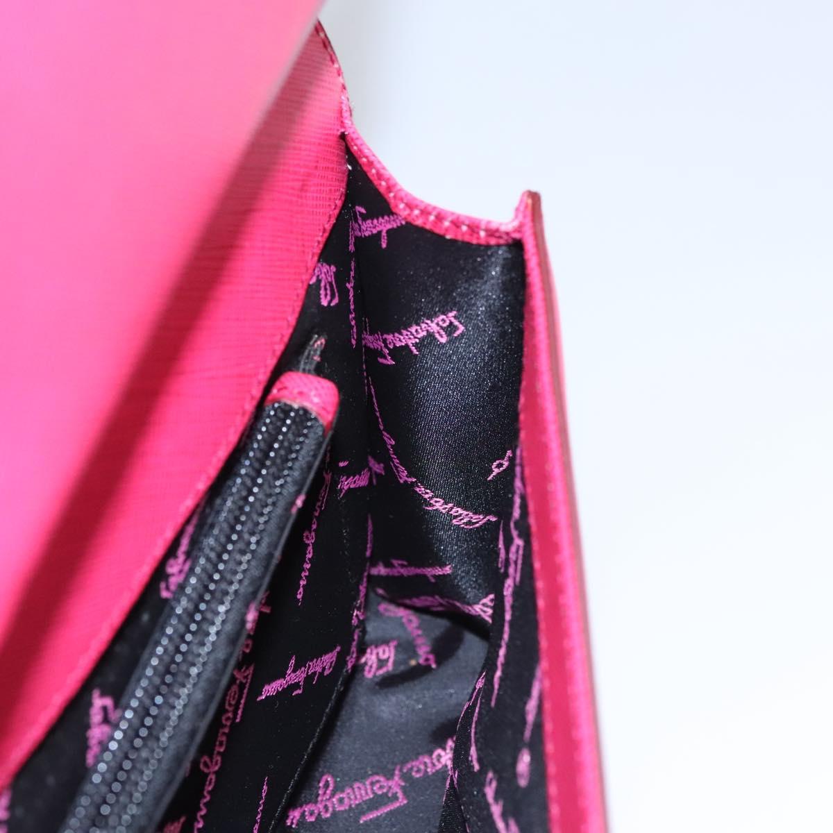 Salvatore Ferragamo Gancini Shoulder Bag Safiano leather Pink Silver Auth MY169V