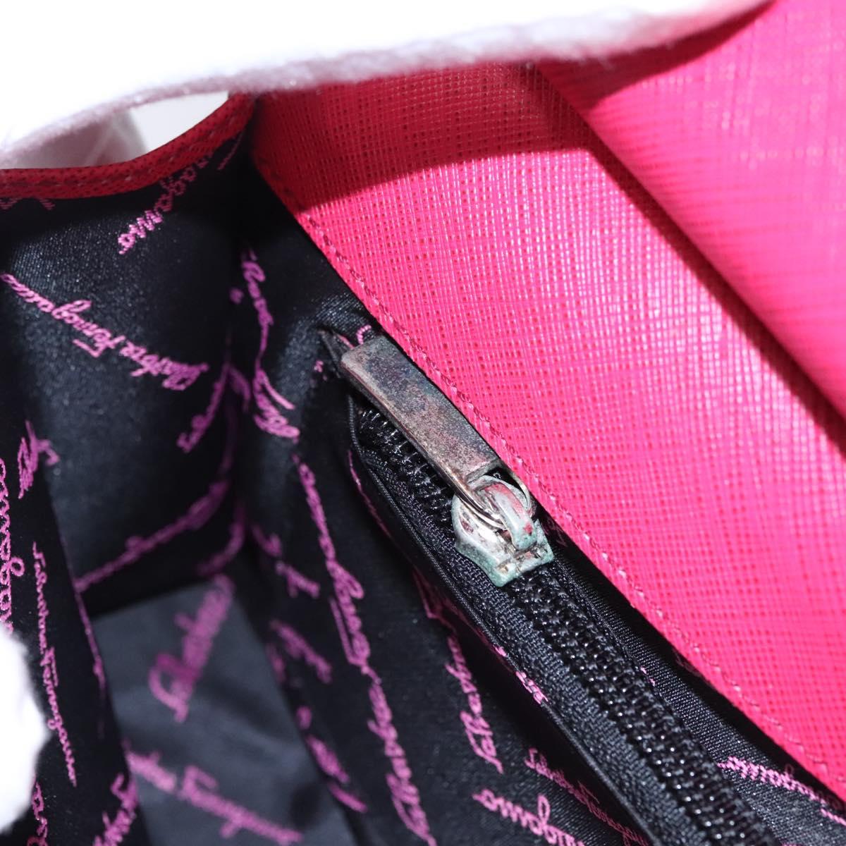 Salvatore Ferragamo Gancini Shoulder Bag Safiano leather Pink Silver Auth MY169V